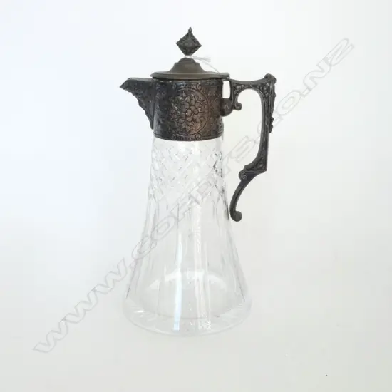 SILVER PLATE CRYSTAL CLARET JUG H.280mm