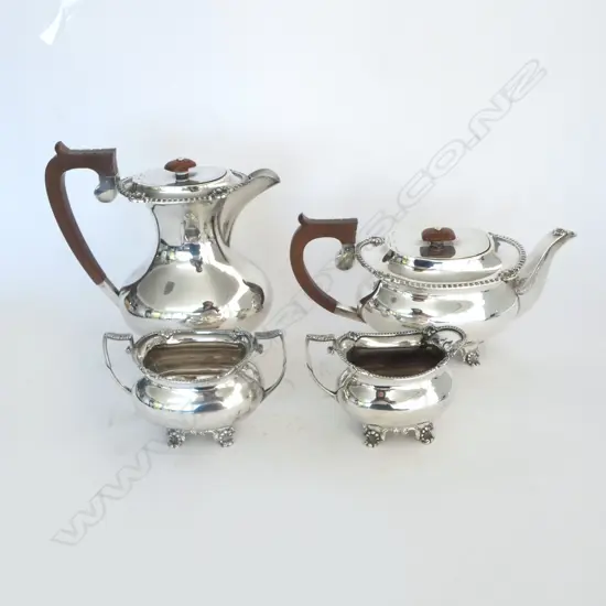 4 PCE STG SILVER COFFEE & TEA SET, CHARLES S GREEN & Co B'HAM 1947 2215grms
