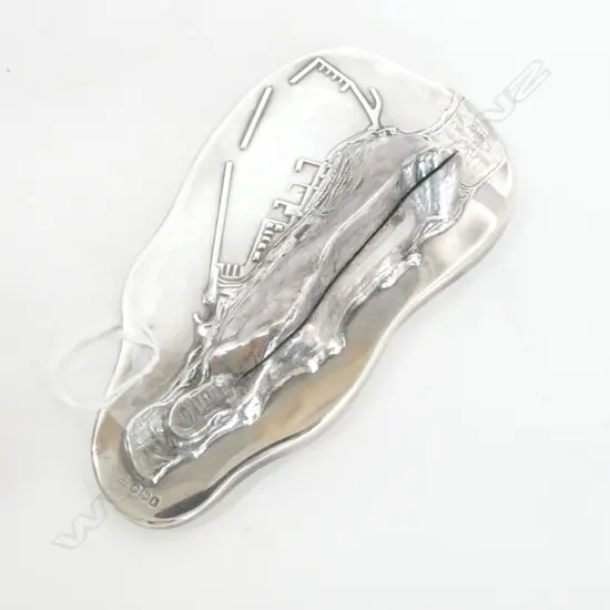 GEORGE V SILVER MENU HOLDER MODELLED as the ROCK of GIBALTAR, SHEF. 1927, L.180mm, 222gm w weighted base