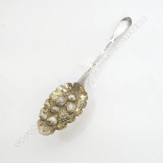 SILVER BERRY SPOON, ASSAY MARKS, 49gm