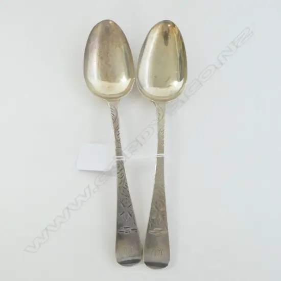 PR VICTORIAN SILVER TABLE SPOONS floral engraved London 1859. 112gms
