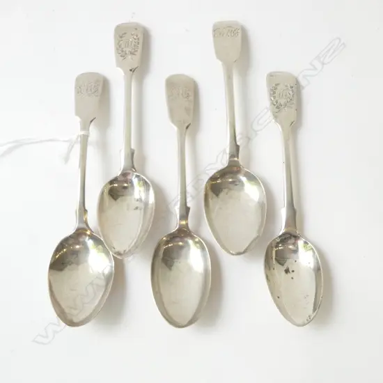 5 STG SILVER TEASPOONS, 90grms