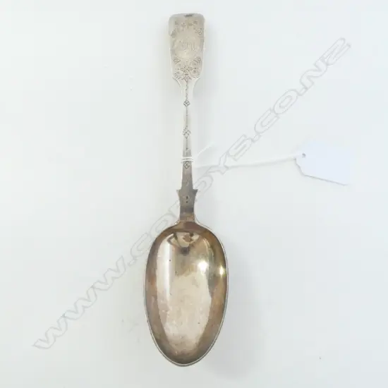 VICTORIAN SILVER TABLE SPOON engraved London 1887 81gms