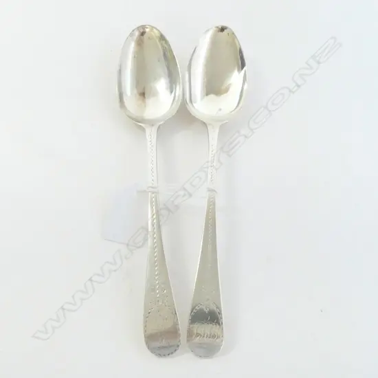 PR LONDON 1783 SILVER TABLE SPOONS bright cut by Richard Crossley (spoon maker) 126gms  