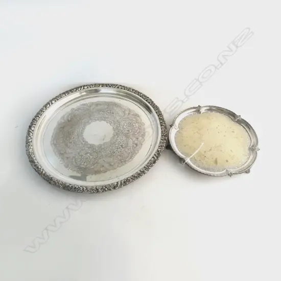2 SILVER PLATE TRAYS, 415, 260mm dia