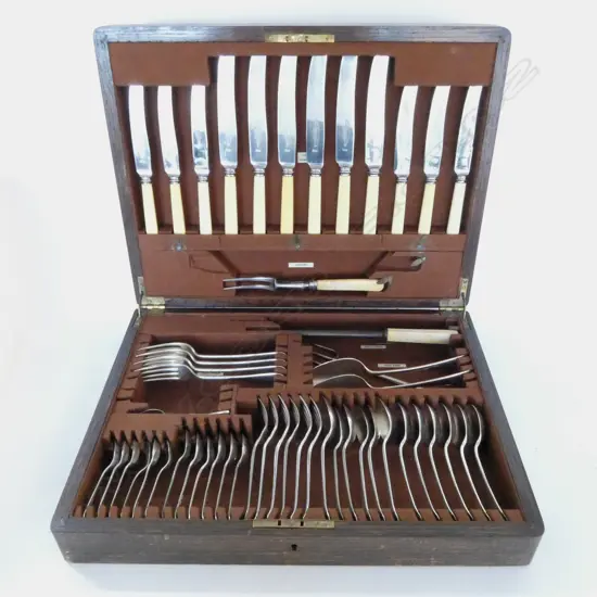 CUTLERY CANTEEN w. IVORINE KNIVES W.465mm