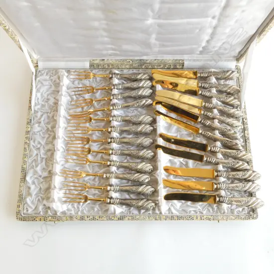 SILVER? 24 PCE CUTLERY SET, CASED