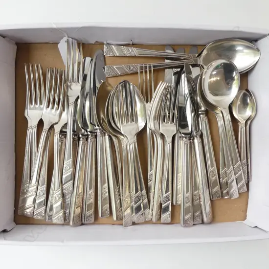 44PC VINERS OF SHEFFIELD CUTLERY SET COMPLETE 6 PLACE SETTING SILVER PLATED 