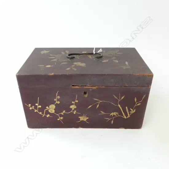 ANTIQUE ORIENTAL CHINOISERE TEA CADDY BOX - FAULTS