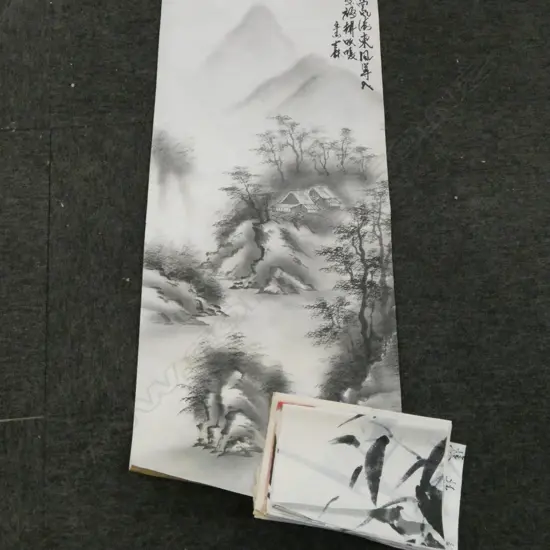 selection CHINESE ARTWORKS on folded paper + PAINTED SCROLL