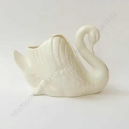 LARGE CROWN LYNN WHITE SWAN VASE hairline crack to wing. L.305mm