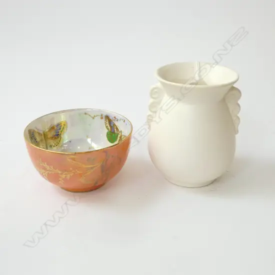 CROWN LYNN VASE #130 H.100mm, AYNSLEY BUTTERFLY BOWL