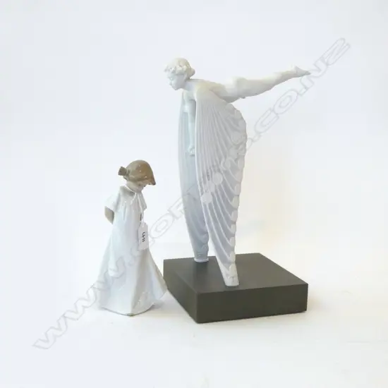 2 FIGURINES; NAO GIRL & LLADRO WINGED BOY ICURUS H.330mm