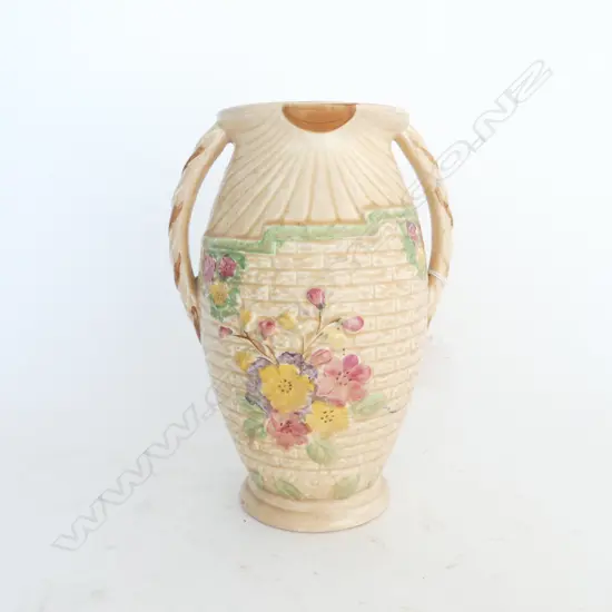 LARGE ARTHUR WOOD DECO TWO HANDLED VASE H. 250mm