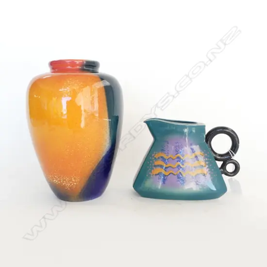 BRENDAN ADAMS N.Z. STUDIO POTTERY JUG & CAMERON POTTERY VASE H.260mm