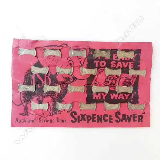 VINTAGE ASB NZ SIXPENCE SAVER FOLDER