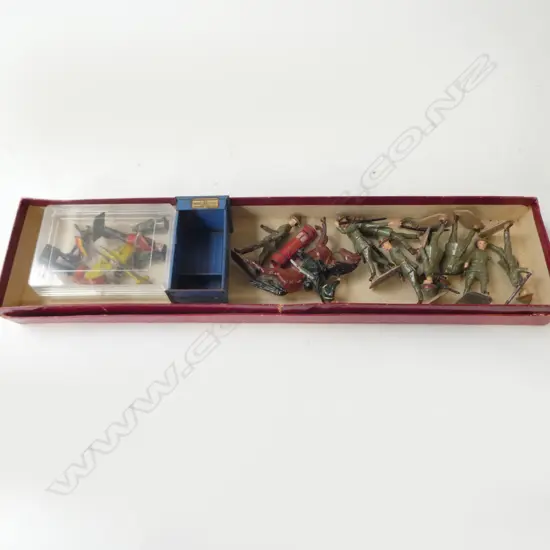 COLLECTION OF VINTAGE NZ INFANTRY LEAD SOLDERS H60MM MECCANO PCS PLANE ETC