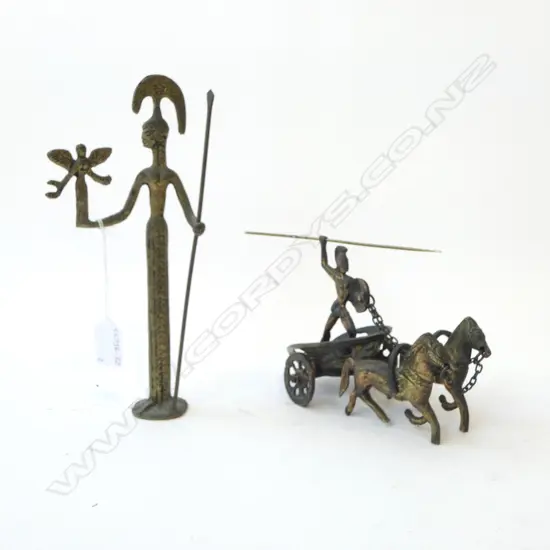 BRONZE ROMAN GLADIATOR & CHARIOT + BRONZE FIGURE H.240mm