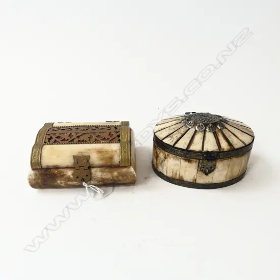 TWO BONE TRINKET BOXES 