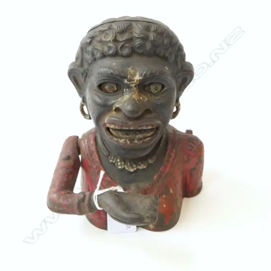 MONEY BANK 2nd issue DINAH W RED JACKET long sleeve pressed steel c.1920. No base plate