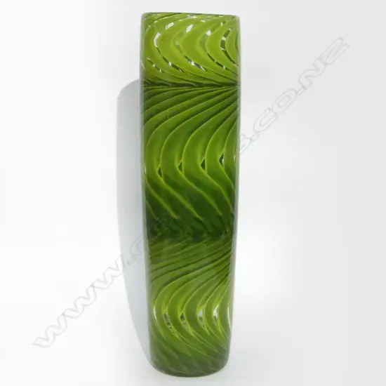 JOHN PENMAN GREEN ART GLASS VASE '01 PROFESSIONAL REPAIR H.400mm