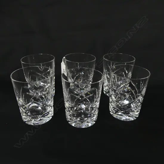 SET OF 6 VINTAGE CUT CRYSTAL WHISKY GLASSES ‘BEATRICE’ PATTERN, H.92MM