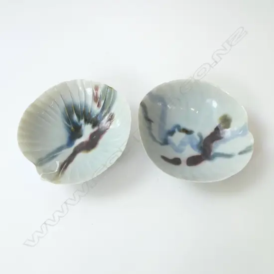 SET OF 2 DAVID BROKENSHIRE 'WINTER TRAILS' PORCELAIN BOWLS; Original sticker to base, Dia.165mm