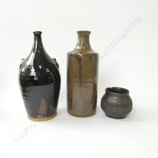 3PCS NZ STUDIO POTTERY 2 SIGNED H310 & 100MM