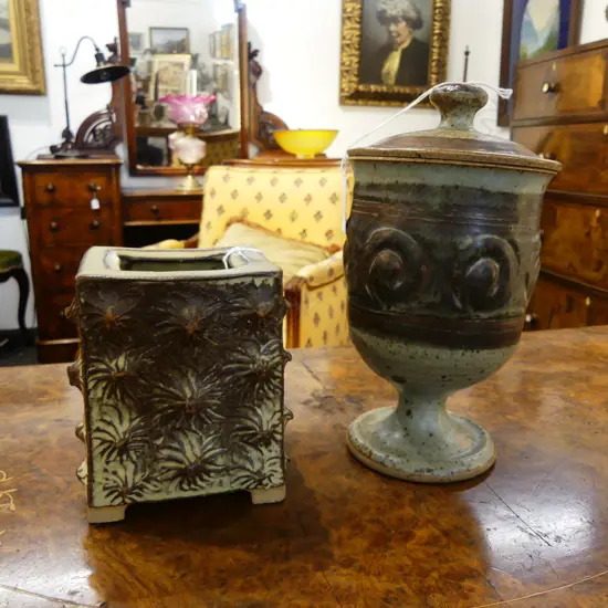 2PCSLIDDED CHALICE H220MM & VASE SIGNED CRISTELL