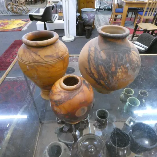 3 POTTERY VASES H.250mm
