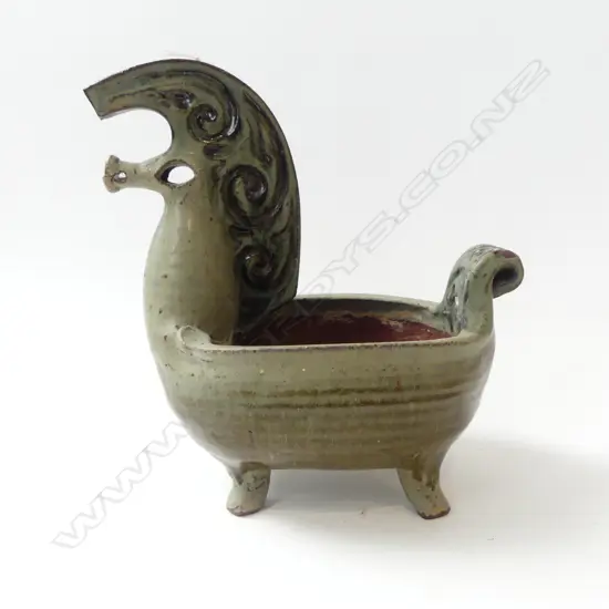 N.Z. STUDIO POTTERY HORSE FORM VASE ATTRIBUTED TO JULIET PETER; Small chip to tail H.260mm