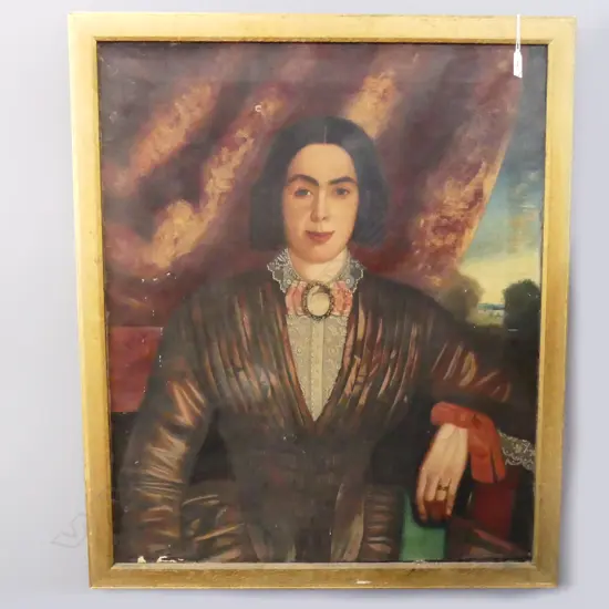 19thC PORTRAIT OIL ON CANVAS 760 x 620mm