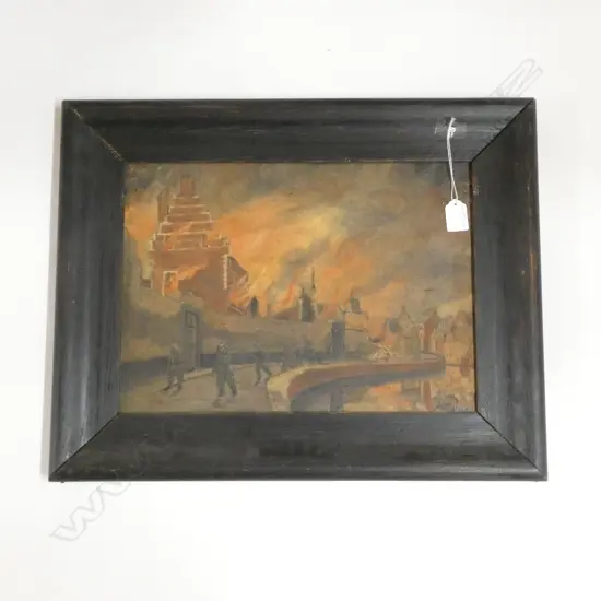 HENRU MAELOT, OIL ON CANVAS, DEPICTING GERMAN/BRITISH FRONTLINE 1940 BY LOCAL ARTIST, 280x390mm