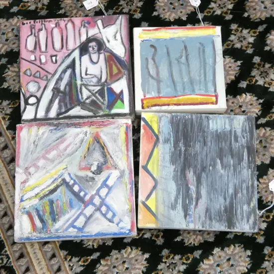 LEE FELTHAM, LADY WITH A HORSE & OTHERS ACRYLIC ON CANVAS X 4, SIGNED 2014 & 1016, LGST 250 X 250 MM, provenance below