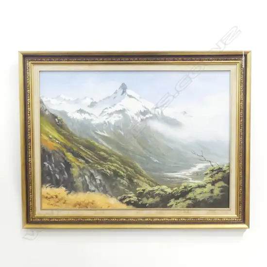 (25929) RANDALL FROUDE, MOUNTAIN LANDSCAPE, OIL ON BOARD 550x755mm