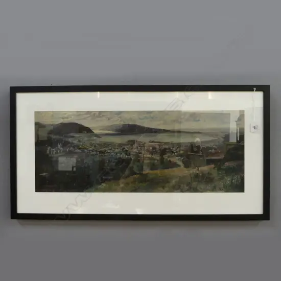 BOB HAWCRIDGE (1866-1920) 'DUNEDIN FROM BELLEKNOWES (1894)' PRINT 280x730mm