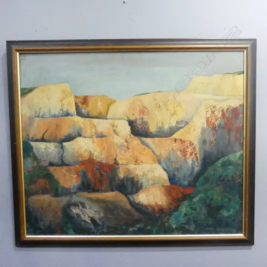 JOAN GRAHAM, LANDSCAPE, ACRYLIC ON BOARD 620x750mm