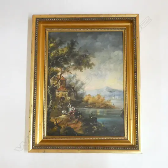 FRAMED ITALIAN SCENE; OIL ON BOARD 395x500mm