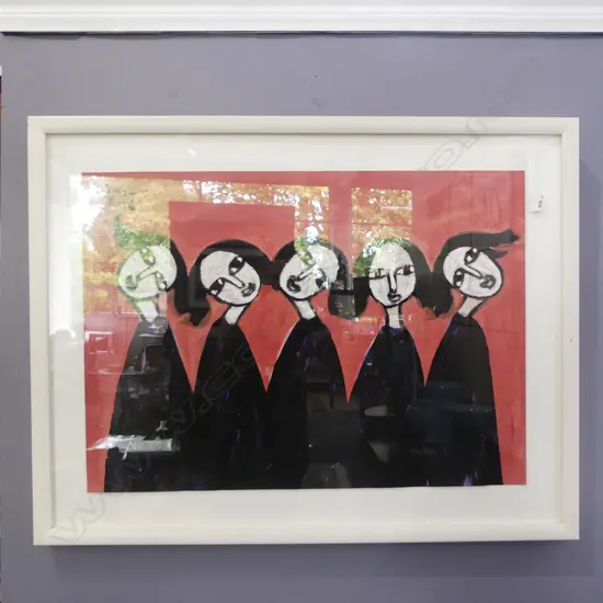 SIGNED ARTWORK, 5 WOMEN, ACRYLIC ON PAPER 2006, 580x805mm
