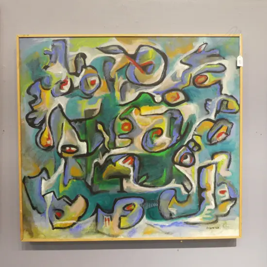 OLGA SPENCE (b.1914) ABSTRACT ACRYLIC ON BOARD 695x760mm