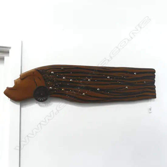 ALAN WEHIPEIHANA, MIXED MEDIA CARVING OF WAHINE, 170x720mm