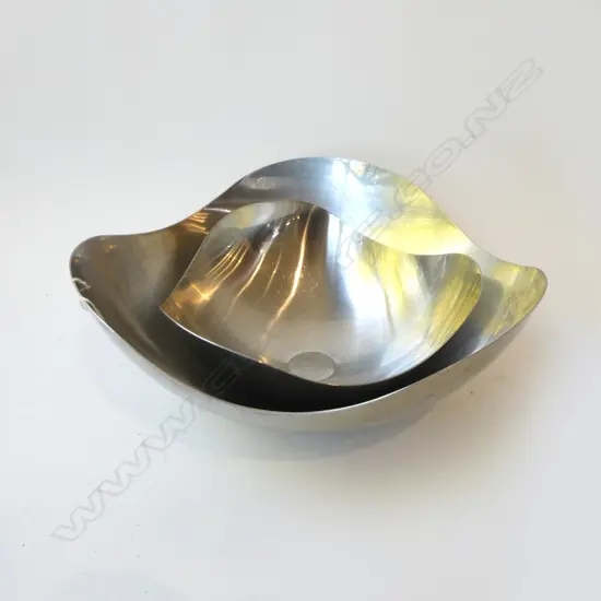 2 GEORG JENSEN DENMARK STEEL BOWLS 340mm dia