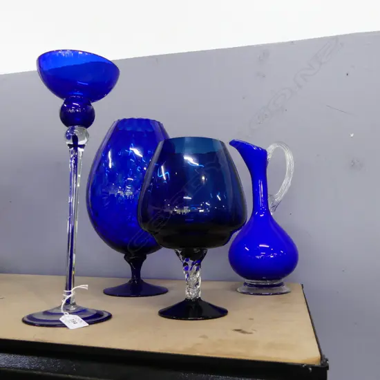 4 PCES BLUE MURANO GLASS H.350mm