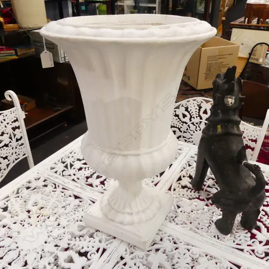 WHITE CERAMIC GARDEN PLANTER URN H510mm