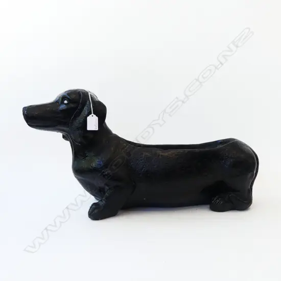 BLACK RESIN SAUSAGE DOG PLANTER L.580mm