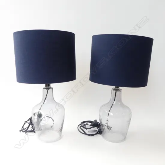 PAIR OF BLUE GLASS TABLE LAMP - MODERN - 470 mm