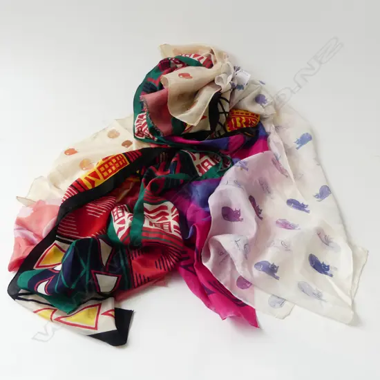 6 VINTAGE FASHION HEADSCARFS 2 OROTON ETC