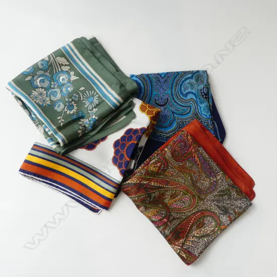 4 VINTAGE FASHION SCARFS MONIQUE MARTIN & LANVIN PARIS & 2 OTHERS