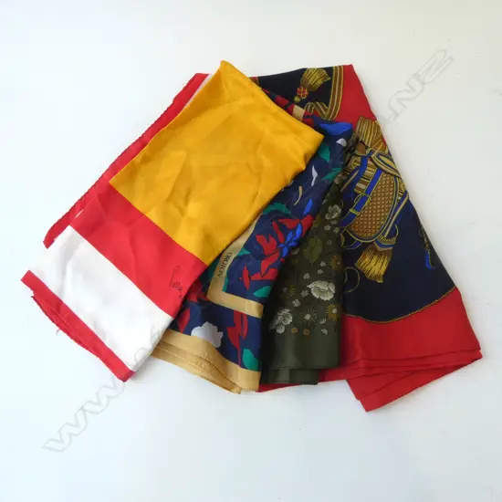 4 VINTAGE FASHION SCARFS PIERRE CARDON & OROTON & 2 OTHERS