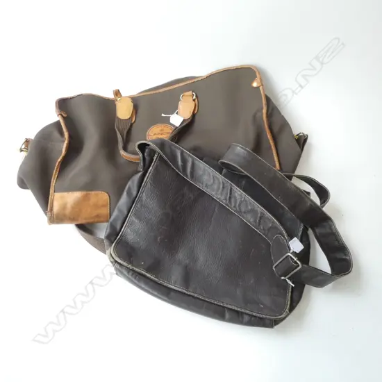 VINTAGE BUXTON LEATHER SATCHEL & LANCEL DEPUIS 1876 DUFFEL BAG